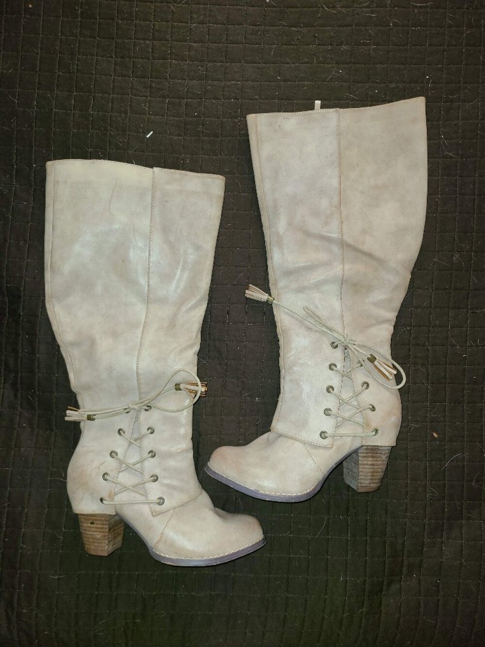 TORRID Tan Knee Side Lace Up Boots, Size 8W